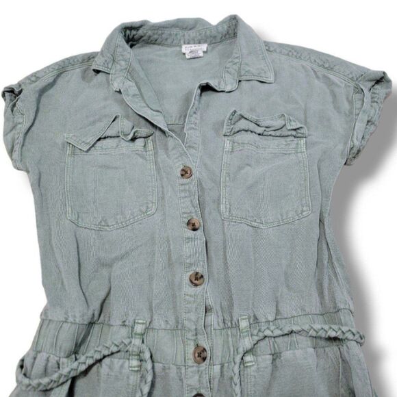 Nicole Miller New York Romper Size XS Casual Linen Lyocell Blend Braided Belt - Picture 4 of 5